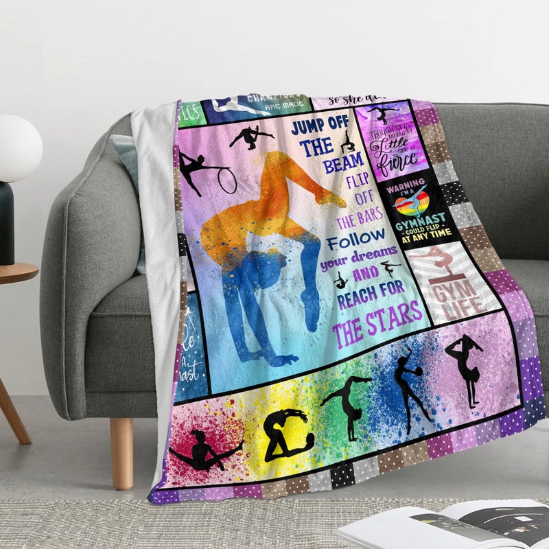 Mubpean Gymnastics Gifts Blanket 50""x40"" - Gymnastic Gifts for Girls - Gymnastics Room Decor - Gymnastics Party Decorations - Girls Gymnastics Gifts - Birthday Party Gift Ideas for Teens Kids Daughter - Image 2