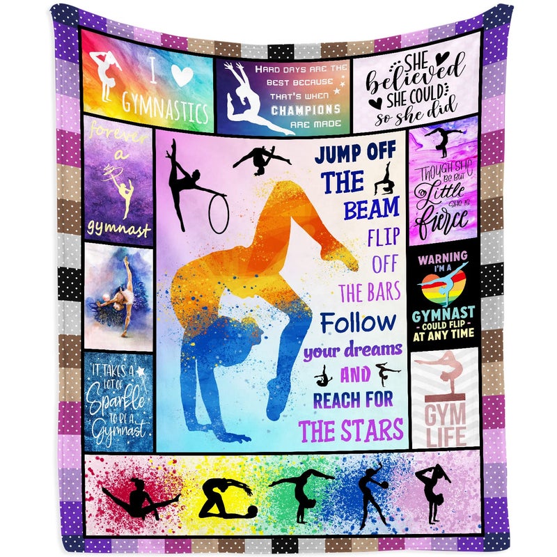 Mubpean Gymnastics Gifts Blanket 50""x40"" - Gymnastic Gifts for Girls - Gymnastics Room Decor - Gymnastics Party Decorations - Girls Gymnastics Gifts - Birthday Party Gift Ideas for Teens Kids Daughter - Image 1