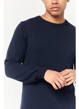 Harmont & Blaine Men Crew Neck Knitted Sweater, Dark Navy  - Image 4