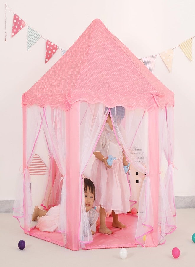 LimitlessFunN Hexagon Princess Play Tent | Includes Star Lights & Carrying Case |, Children Large Indoor Castle Playhouse for Girls, Toddlers, 55" D x 55" W x 53" H - Image 2