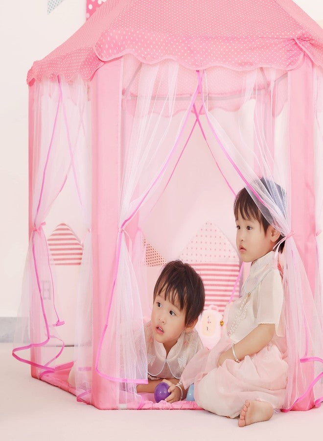 LimitlessFunN Hexagon Princess Play Tent | Includes Star Lights & Carrying Case |, Children Large Indoor Castle Playhouse for Girls, Toddlers, 55" D x 55" W x 53" H - Image 4