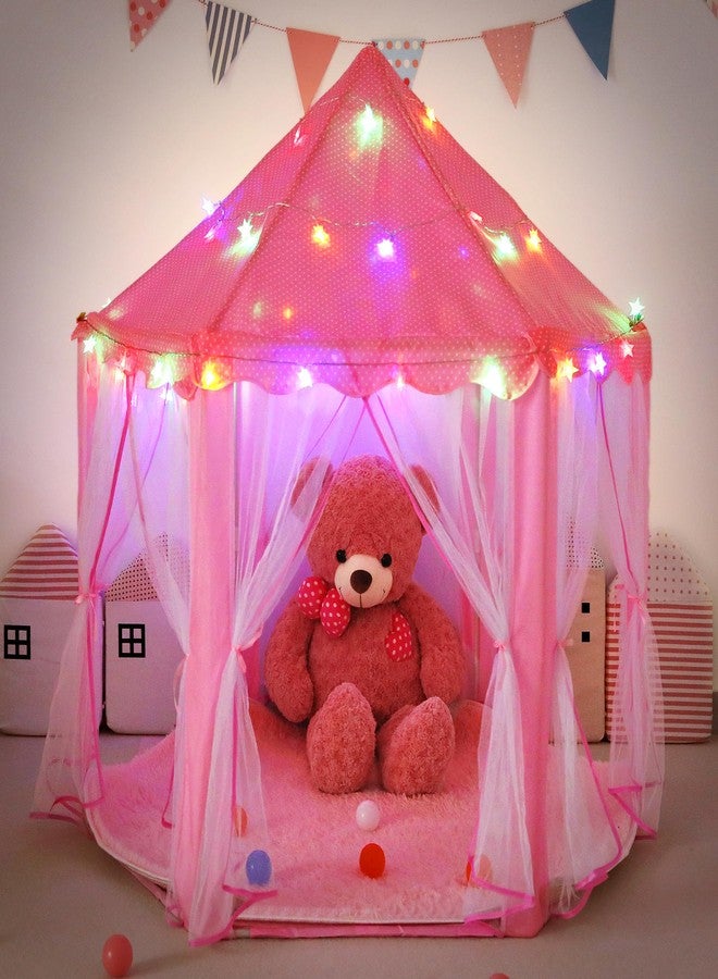 LimitlessFunN Hexagon Princess Play Tent | Includes Star Lights & Carrying Case |, Children Large Indoor Castle Playhouse for Girls, Toddlers, 55" D x 55" W x 53" H - Image 1