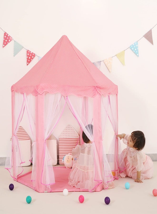 LimitlessFunN Hexagon Princess Play Tent | Includes Star Lights & Carrying Case |, Children Large Indoor Castle Playhouse for Girls, Toddlers, 55" D x 55" W x 53" H - Image 5