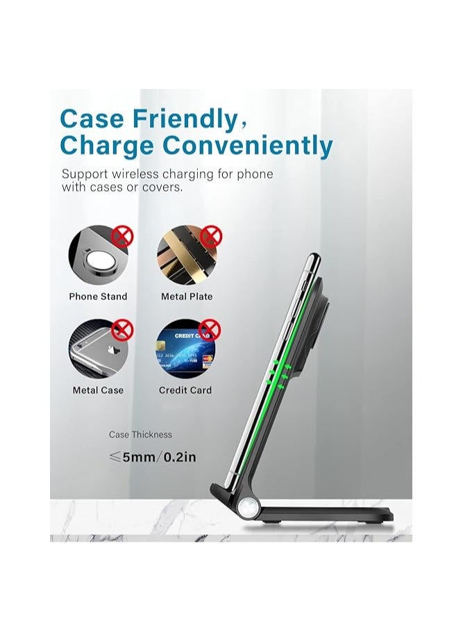 Wireless Charger, 3 in 1 Fast Wireless Charging, 15W Foldable Charging Stand Compatible for iWatch Series 7/6/5/4/3/2/SE,AirPods 3 Pro,iPhone 14/13/12/11/X/SE/8,Samsung Phones - Image 4