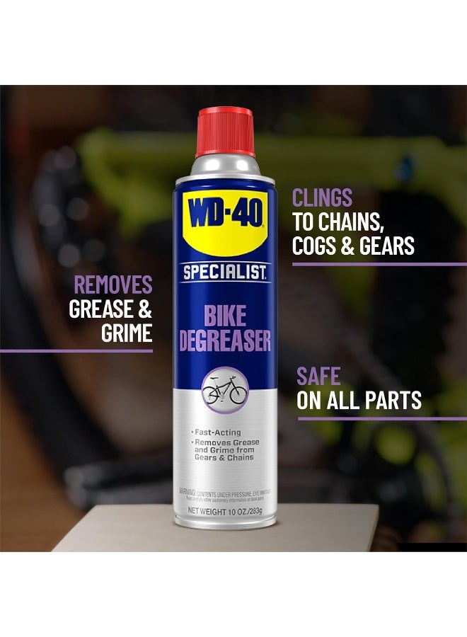 WD-40 Specialist Bike Degreaser 10oz Fast Acting Chain Cleaner Removes Grease Oil Dirt from Bicycle Chains Gears Safe Metal Parts Maintenance Spray for Cycling Performance - Image 2
