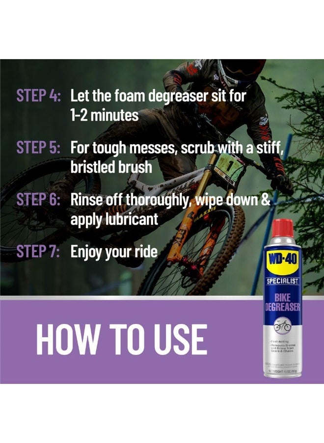 WD-40 Specialist Bike Degreaser 10oz Fast Acting Chain Cleaner Removes Grease Oil Dirt from Bicycle Chains Gears Safe Metal Parts Maintenance Spray for Cycling Performance - Image 4