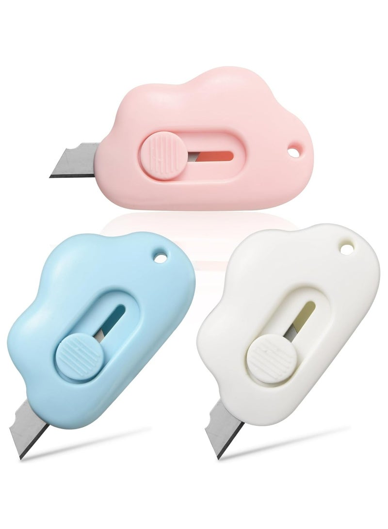 Oasisgalore 3Pcs Cute Box Opener Cutter, Mini Utility Knife for Letter Small Box Opening Paper Cutting Cloud Shaped Package Opener Cutter for Home and Office Use  - Image 1