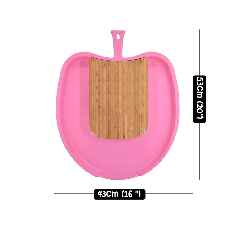 Niyanta Chop and Drop Chopping Board with Bamboo ABSRectangle Shape Large Bamboo Chopping Block and StorageFruit Plate case Vegetable and Fruit Cutting Board Tray Drain Tray 53L x 43W cm - Image 2