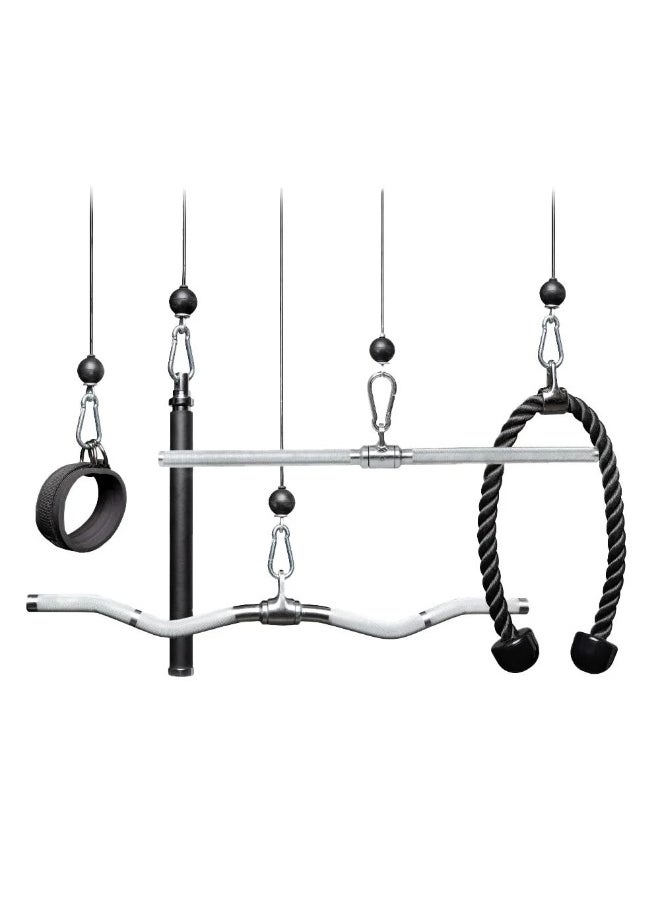 CHAMP KIT Cable Machine Attachments Set – Pull Handle, Straight Bar, Triceps Rope, Ankle Strap – Full Gym Accessories Kit  - Image 1