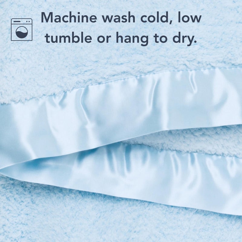 Little Giraffe Baby Blanket - Chenille Soft Blanket with Satin Trim - Baby Stroller Blanket - Newborn Baby Essentials & Gifts - 29" x 35" - Blue - Image 4