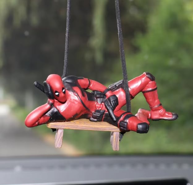 YOURKARTSCOM Deadpool Hanging Ornament for Car PVC Model Rearview Mirror Decoration for Cars Office Desk and Home Decor Design A