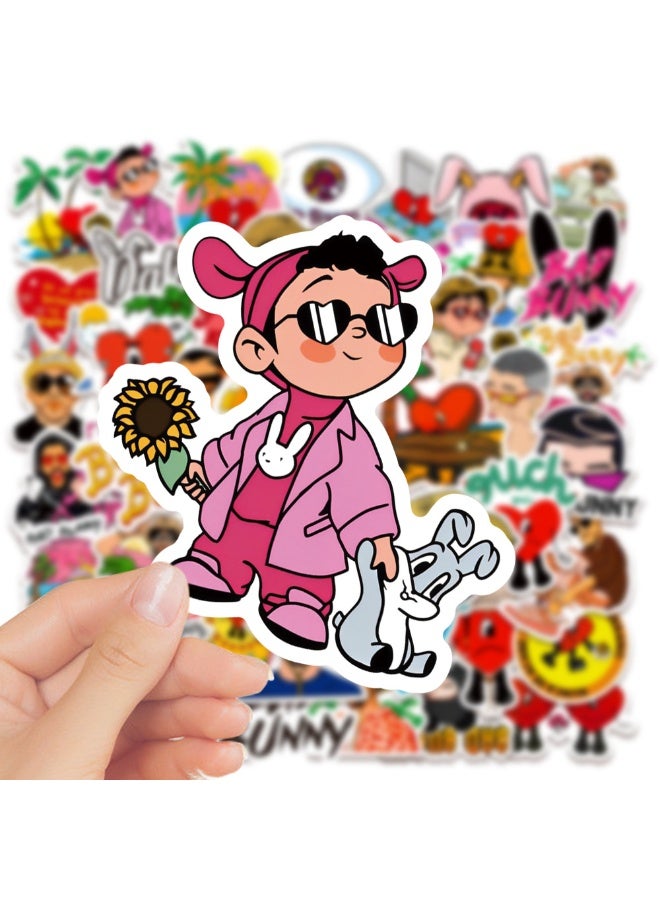 NIBEMINENT 50 Pcs Bad Rabbit Deco Kit Waterproof Stickers, High Definition Printing Bright Colors, Suitable for Laptop Skateboard Luggage Water Bottle Guitar DIY - Image 2