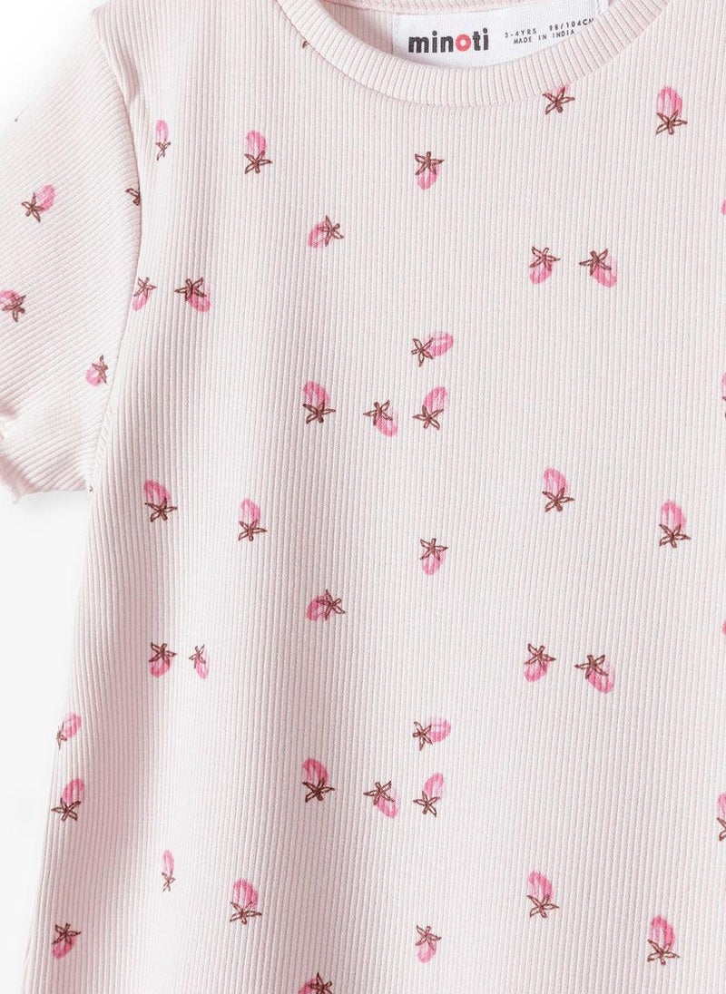 MINOTI Teen Girls Ribbed T-Shirt with Lettuce Hem - Image 4