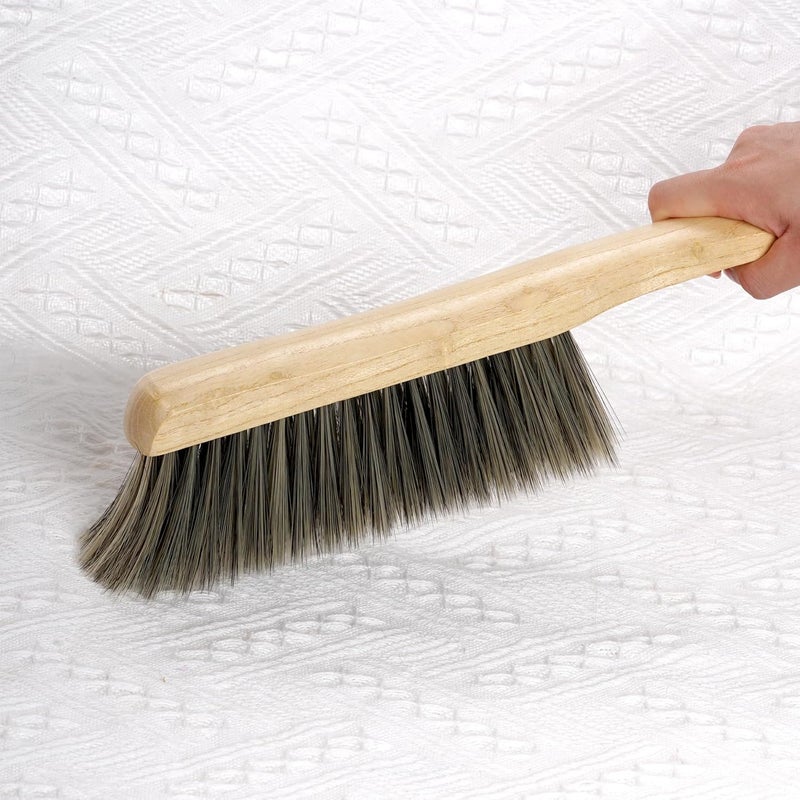 Rbenxia 2 Pieces Wooden Handle Bench Brushes Horse Hair Brushes Soft Bristles Dust Brush Household Cleaning Brushes for Fireplace, Sofa, Furniture, Workshop Woodworking (Gray) - Image 4