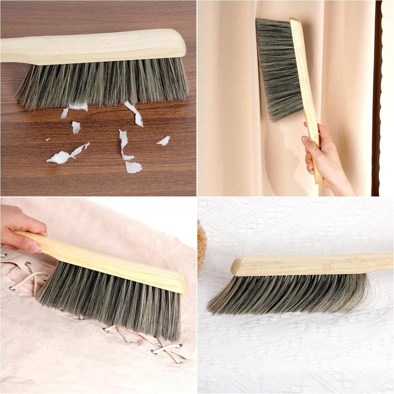 Rbenxia 2 Pieces Wooden Handle Bench Brushes Horse Hair Brushes Soft Bristles Dust Brush Household Cleaning Brushes for Fireplace, Sofa, Furniture, Workshop Woodworking (Gray) - Image 5
