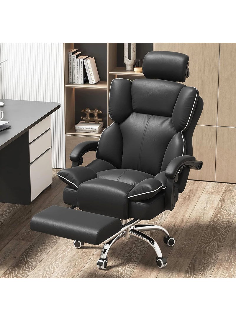 GT-Wheel Ergonomic Desk Computer Chair High Back Gaming Office Chair with Lumbar Support Adjustable Swivel Retractable Footrest and Arm-Rest - Image 4