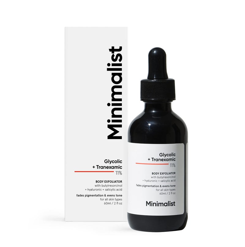 Minimalist KP Bump Eraser for Keratosis Pilaris Strawberry LegsSkin 11 Glycolic Tranexamic Acid Body Exfoliator Reduces Hyperpigmentation For Women Men 2 Fl Oz 60 ml