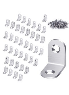 ZFHDBM 40PCS L Bracket Corner Bracket, ZFHDBM Stainless Steel L Brackets for Shelves, Black Small Right Angle Bracket, Metal Corner Brace for Wood Furniture Cabinet Chair with 80PCS Screws (0.79x0.79 in)  - Image 1