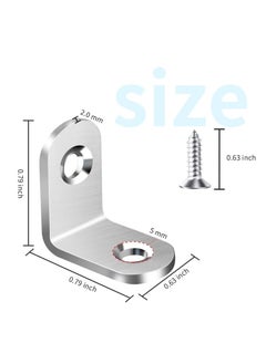 ZFHDBM 40PCS L Bracket Corner Bracket, ZFHDBM Stainless Steel L Brackets for Shelves, Black Small Right Angle Bracket, Metal Corner Brace for Wood Furniture Cabinet Chair with 80PCS Screws (0.79x0.79 in)  - Image 2