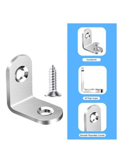 ZFHDBM 40PCS L Bracket Corner Bracket, ZFHDBM Stainless Steel L Brackets for Shelves, Black Small Right Angle Bracket, Metal Corner Brace for Wood Furniture Cabinet Chair with 80PCS Screws (0.79x0.79 in)  - Image 3