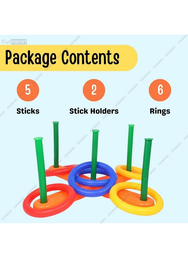 Kids Mandi 13 Pc Ring Toss Game | Indoor/Outdoor Family Fun Ring Target Game | Activity For Kids  - Image 3
