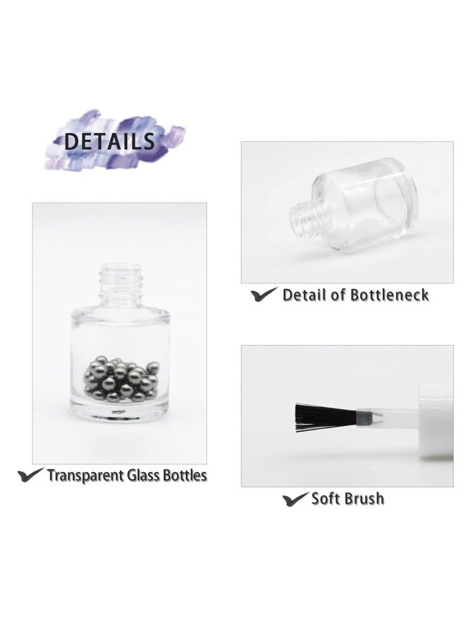 Agidea 6PCS Empty Nail Polish Bottles with Brush White Cap, 10ML Empty Clear Glass Refillable Nail Fingernail Polish Bottles Circle with mixing beads & Funnels, 0.35 OZ - Image 3