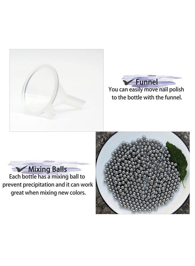 Agidea 6PCS Empty Nail Polish Bottles with Brush White Cap, 10ML Empty Clear Glass Refillable Nail Fingernail Polish Bottles Circle with mixing beads & Funnels, 0.35 OZ - Image 4