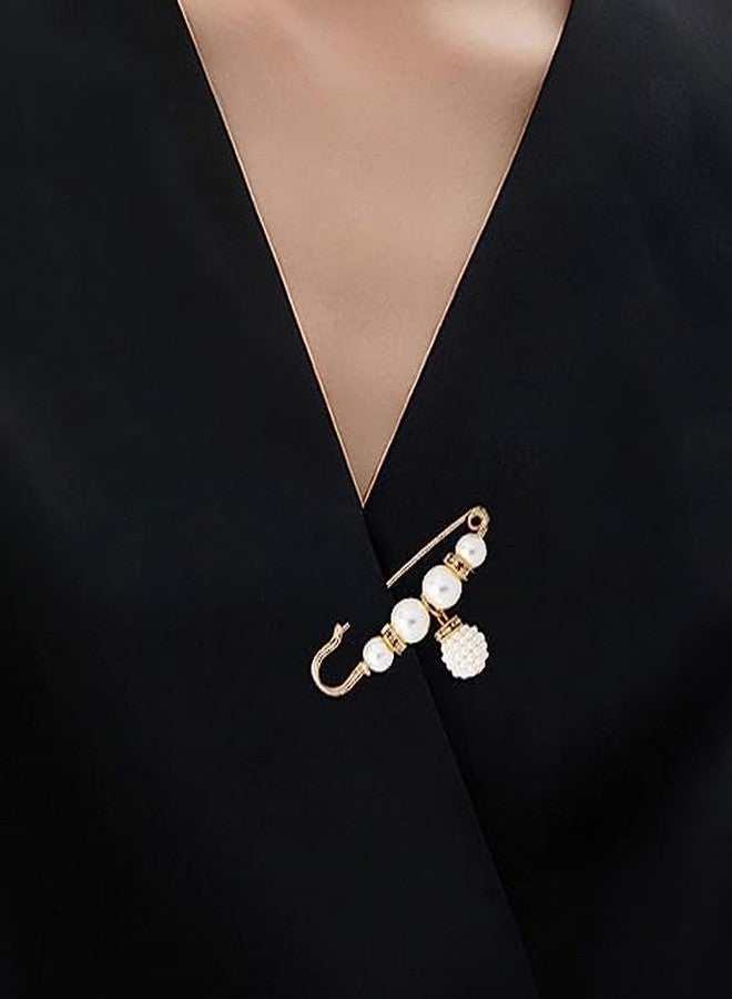 CLOSAL® 6 PCS Pearl Safety Pin Brooch, Fashion Faux Pearl Pins, Neckline Artificial Pearls White Safety Brooch for Women & Girls - Image 4