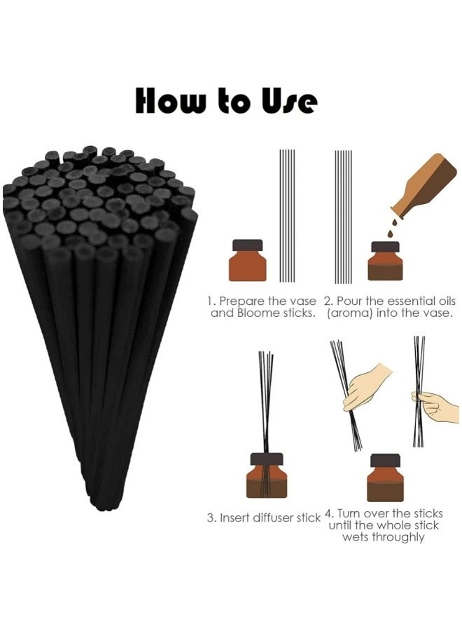 عصي توزيع مكونة من 100 عصي ألياف، آمنة وغير سامة، 9 بوصات طويلة 3 مم موزعات معالجة أرومية للمنزل، وحمام سباحة والمكتب (أسود) - Image 4