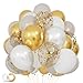 KUULBELA 68Pcs Sand White Gold Confetti Balloons Kit 12 Inch Ballons Beige Pearl White Balloon Gold Party Balloons with Ribbons for Birthday Wedding engagement Baby Shower Graduation Decorations - Image 2