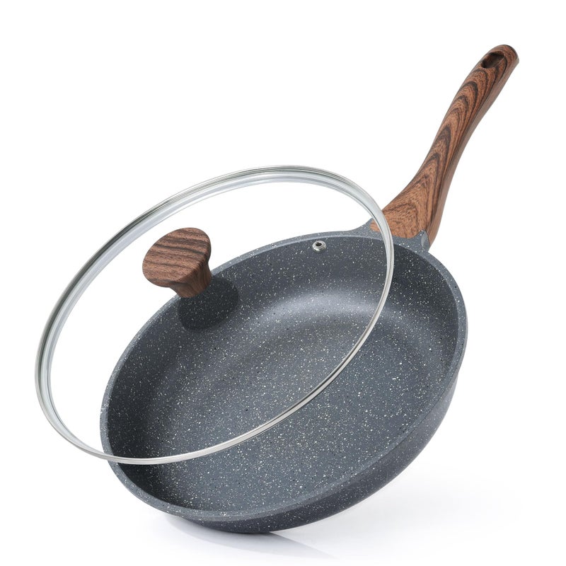 Sensarte SENSARTE Nonstick Frying Pan Skillet with Lid Omelet Pan with Cover Healthy Egg Pan Chefs Pan Kitchen Cooking Pan PFOA Free 8inch  Glass Lid 