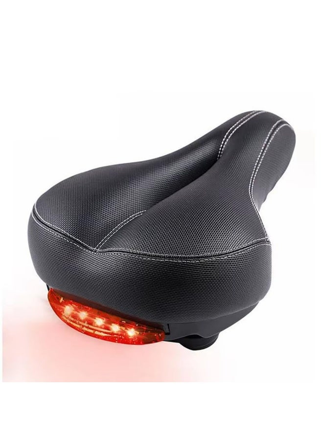 Shock-Absorbing Bike Saddle with LED Taillight - Universal MTB/Road Cycling Seat - Image 1