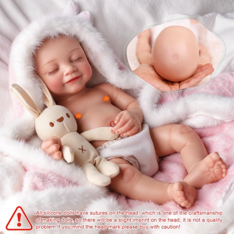 BABESIDE Silicone Baby Doll - 16" Sleeping Reborn Baby Dolls Silicone Full Body, Anatomically Correct Newborn Real Life Baby Doll with Feeding Kit & Gift Box for Kids Age 3+ - Image 2
