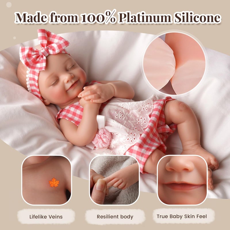 BABESIDE Silicone Baby Doll - 16" Sleeping Reborn Baby Dolls Silicone Full Body, Anatomically Correct Newborn Real Life Baby Doll with Feeding Kit & Gift Box for Kids Age 3+ - Image 3