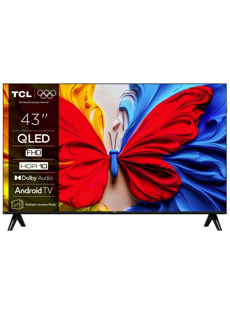 تي سي إل تلفاز TCL QLED ذكي 43 بوصة بدقة Full HD مع صوت جوجل، HDR10، صوت دولبي، جوجل كاست، وتصميم معدني بدون حواف - موديل 2025 - Image 1