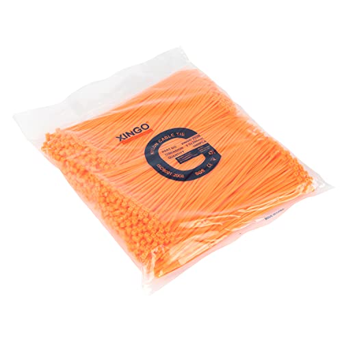 XINGO 1000 PCS 8 inch Cable Zip Ties, 18lb Strength, Small Tie Wraps Self-Locking Nylon Zip Ties for Indoor and Outdoor Use (Orange) - Image 4