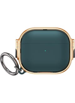 For Airpods 4Th Generation Case Compatible With Airpods 4 Gen 2024 Usb C Electroplating Frame Drop Protection Cover With Keychain For Airpods 4 Rose Gold+Green