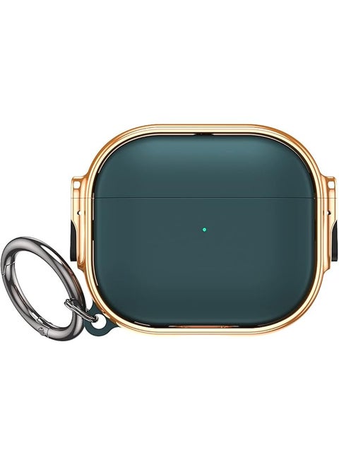 For Airpods 4Th Generation Case Compatible With Airpods 4 Gen 2024 Usb C Electroplating Frame Drop Protection Cover With Keychain For Airpods 4 Rose Gold+Green