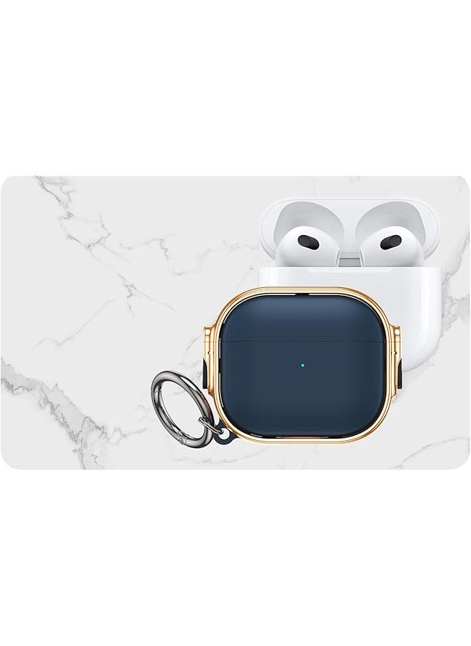 erorex - For Airpods 4Th Generation Case Compatible With Airpods 4 Gen 2024 Usb C Electroplating Frame Drop Protection Cover With Keychain For Airpods 4 Rose Gold+Green - Image 1