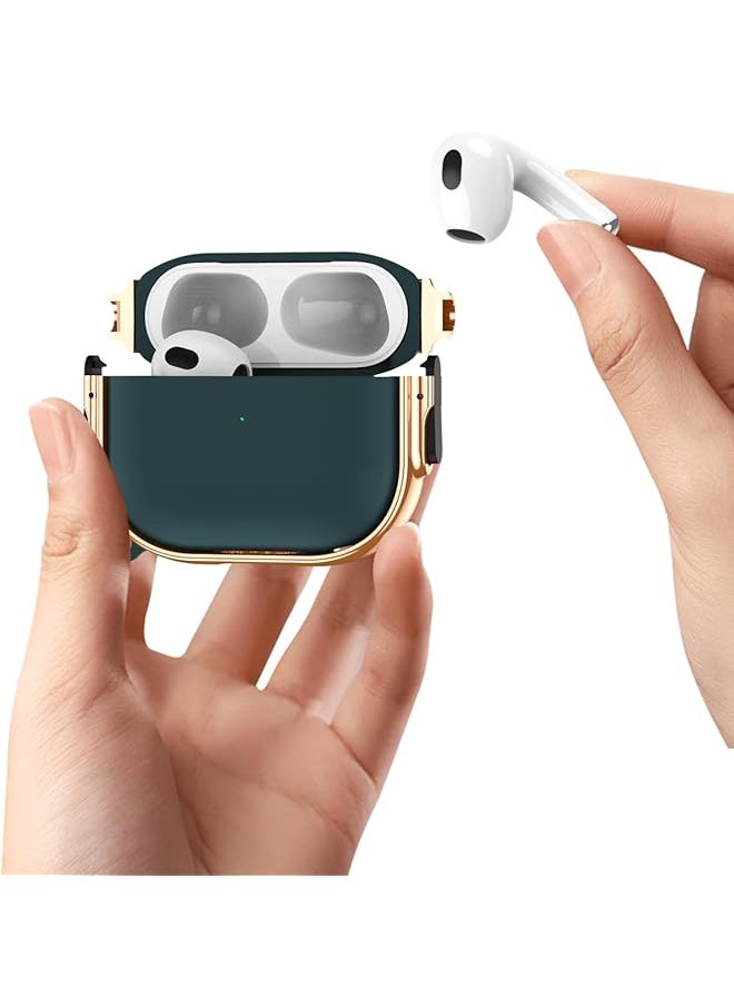 erorex - For Airpods 4Th Generation Case Compatible With Airpods 4 Gen 2024 Usb C Electroplating Frame Drop Protection Cover With Keychain For Airpods 4 Rose Gold+Green - Image 1