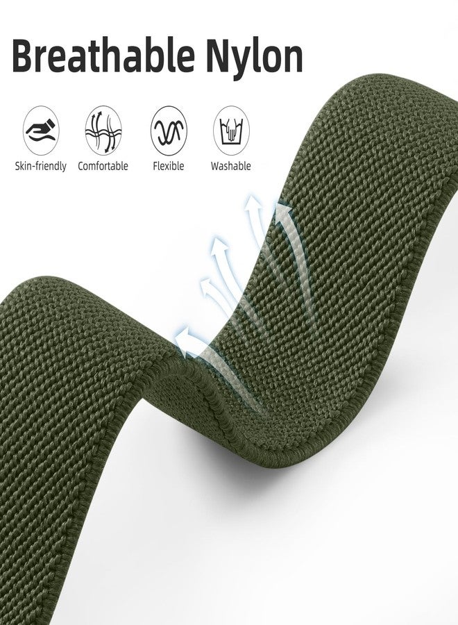 داجين مجموعة من 3 أساور ساعة DaQin مقاس 22 مم للرجال والنساء، متوافقة مع أساور الساعة ذات الفتح السريع مقاس 22 مم، سوار معصم مرن قابل للتعديل مصنوع من النايلون الناعم، متوفر باللون الأسود/الأخضر العسكري/الرمادي - Image 3