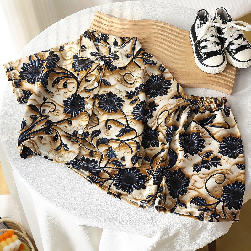 Children'S Summer Suit Boys Summer Baby Short Sleeve Shorts Children'S T-Shirt Loose Shirt Tide Children'S Clothing - Image 1