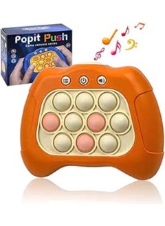 Quick Push Bubbles Game Console, Push Button Puzzle Pop Game, Anti-Stress Breakthrough Puzzle Game Machine, Sensory Fidget Toys for Autism, Hand-Eye Coordination Game (Orange)
