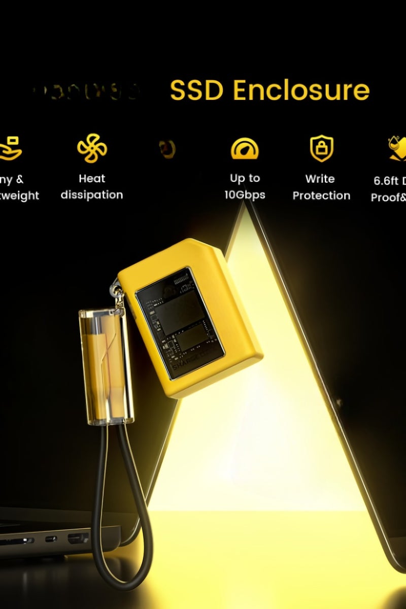 شارج غلاف خارجي للقرص الصلب، حافظة SSD خارجية مقاومة للماء والغبار، صندوق محرك أقراص الحالة الصلبة صغير ومريح مع نظام تبريد نشط، (قطعة واحدة، رمادي) - Image 4