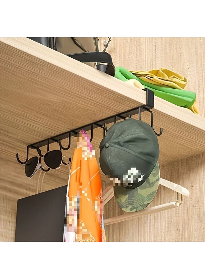 Black Under Cabinet Cup Holder 12 Hook Multipurpose Hanging Rack For Mugs Headphones Utensils - Image 5