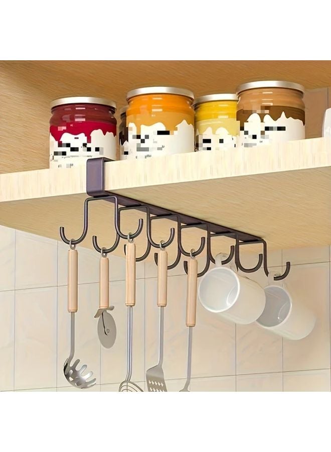 Black Under Cabinet Cup Holder 12 Hook Multipurpose Hanging Rack For Mugs Headphones Utensils - Image 4