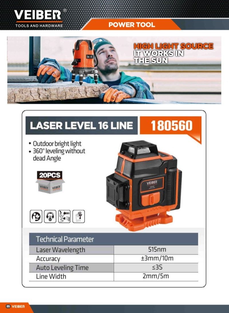 Veiber Laser Level16 Lines With 2 Battery Laser level tripod - Image 3