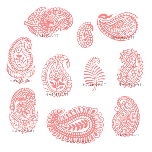 Hashcart | Set of 10 | Paisley Design Baren for Blocks Printing | Handcarved Wooden Stamps for Scrapbooking | Fabric Designing | Art Craft | Pottery Craft | Project Making - Image 3