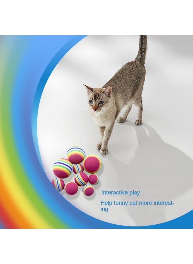 Rainbow toy ball cat solid elastic ball pet supplies kitten puppy ball toy cat ball EVA floating water - Image 4