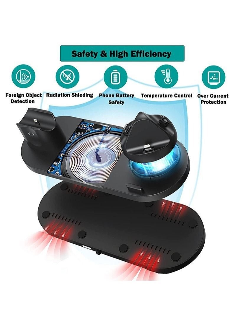 general 6-in-1 Charging Dock Station for Apple Watch, iPhone 13/12/11/11 Pro/11 Pro Max/X/XS/XR, Samsung S20/S10, and Qi Phones - Black - Image 5